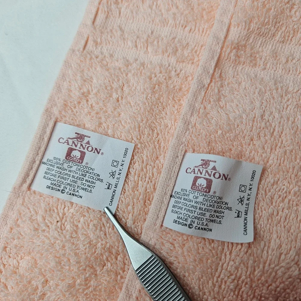 Vtg Cannon Peach Pink Cotton Monogram Letter O Fringe Fingertip Towels Set of 2
